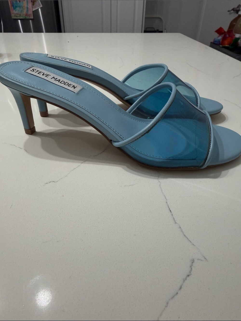 Steve Madden Light Blue Slide Mules with Transparent Blue Strap - Picture 6 of 6
